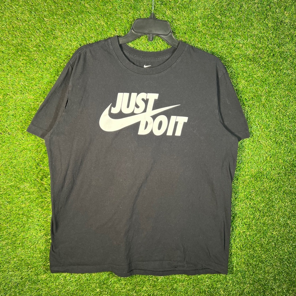 Nike Just Do It Graphic Tee Mens XL Black Short Sleeve Swoosh T-Shirt